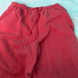 red pinkish sweatpants